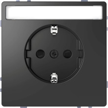Merten MEG2302-6034 Schutzkontakt-Steckdose mit Schriftfeld, Berührungsschutz, Steckklemmen, Anthrazit, System Design