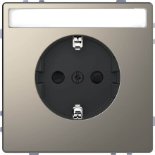 Merten MEG2302-6050 Schutzkontakt-Steckdose mit Schriftfeld, Berührungsschutz, Steckklemmen, Nickelmetallic, System Design