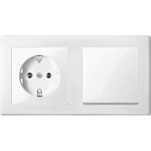 Merten - Steckdose und Wechselschalter Kombination - System M Polarweiß glänzend