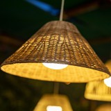 NewGarden CALOBRA Hängeleuchte LED Rattan Outdoor ohne Stromkabel + Fernbedienung Innen & Außen IP54