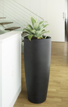 Newgarden BAMBU 90 Übertopf, Kübel XXL groß doppelwandig rund, hoch ø40x90cm schwarz 16L außen