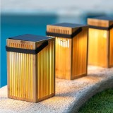 NewGarden OKINAWA LED tagbare Solar Laterne, Bambus, Fernbedienung IP54