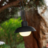 Newgarden Syros 20 Akku Anthrazit mobile Dekoleuchte mit Seil, warmweißes Licht, dimmbar, Fernbedienung ø20x9,5 cm