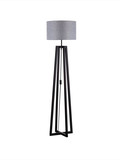 Nova Luce Stehleuchte Artis E27 Grau Schwarz Leinen Holz 165cm 9001082