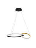 Nova Luce LED Pendelleuchte Imar dimmbar 36W warmweiss 3200K Schwarz Gold Stahl Aluminium 63x46cm 9001108