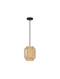 Nova Luce Pendelleuchte Asma E27 Natur Schwarz Stahl Rattan Ø20cm 9001114