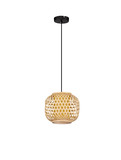 Nova Luce Pendelleuchte Asma E27 Natur Schwarz Stahl Rattan Ø25cm 9001116