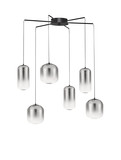Nova Luce LED Pendelleuchte Aelia dimmbar 25W warmweiss 3000K Rauchgrau Schwarz Glas Metall Ø72cm 9009143