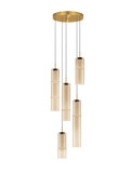 Nova Luce LED Pendelleuchte Sano dimmbar 15W warmweiss 3000K Cognac Gold Glas Metall Ø34cm 9009170
