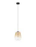 Nova Luce LED Pendelleuchte Oblo 3W warmweiss 3000K Bernstein Schwarz Glas Metall Ø16cm 9009173