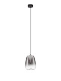 Nova Luce LED Pendelleuchte Oblo 3W warmweiss 3000K Rauchgrau Schwarz Glas Metall Ø16cm 9009174