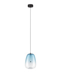 Nova Luce LED Pendelleuchte Oblo 3W warmweiss 3000K Hellblau Schwarz Glas Metall Ø16cm 9009175