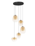 Nova Luce LED Pendelleuchte Oblo dimmbar 18W warmweiss 3000K Bernstein Schwarz Glas Metall Ø47cm 9009179