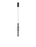 Nova Luce LED Pendelleuchte Ulon dimmbar 15W warmweiss 3000K Rauchgrau Schwarz Glas Metall 71-260cm Ø12cm 9009181