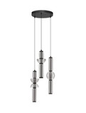 Nova Luce LED Pendelleuchte Ulon dimmbar 37W warmweiss 3000K Rauchgrau Schwarz Glas Metall Ø38cm 9009183