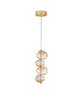 Nova Luce LED Pendelleuchte Leda dimmbar 15W warmweiss 3000K Bernstein Hellgold Glas Metall Ø16cm 9009184