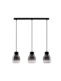 Nova Luce Pendelleuchte Blacu 3-flammig 3xE27 Rauchgrau Schwarz Glas Metall 75x15cm 9009272