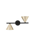 Nova Luce Wandleuchte Conico 2-flammig 2xGU10 Gold Schwarz Aluminium 34x19,5cm 9011428