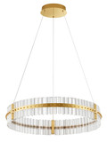 Nova Luce LED Pendelleuchte Kezo dimmbar 56W neutralweiss 3500K Platingold Glas Edelstahl Ø78cm 9019734