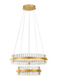 Nova Luce LED Pendelleuchte Kezo dimmbar 67W neutralweiss 3500K Platingold Glas Edelstahl Ø60cm 9019735