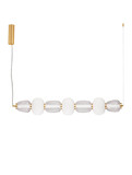 Nova Luce LED Pendelleuchte Movil dimmbar 42W warmweiss 3000K Opal Platingold Glas Metall 110x17cm 9030539