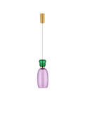 Nova Luce LED Pendelleuchte Pluma 5W warmweiss 3000K Jaspis Lila Gold Glas Metall Ø15cm 9030544