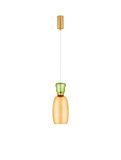Nova Luce LED Pendelleuchte Pluma 5W warmweiss 3000K Hellgrün Gelb Gold Glas Metall Ø15cm 9030546