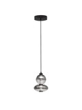 Nova Luce LED Pendelleuchte Bally dimmbar 12W warmweiss 3000K Rauchgrau Schwarz Glas Metall Ø20cm 9030554