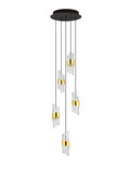Nova Luce LED Pendelleuchte Seneca 41W warmweiss 3000K Platingold Schwarz Metall Ø30cm 9186939