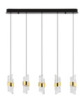 Nova Luce LED Pendelleuchte Seneca 41W warmweiss 3000K Platingold Schwarz Metall 83x7,5cm 9186940