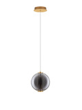 Nova Luce LED Pendelleuchte Navi 8W warmweiss 3000K Messinggold Rauchgrau Glas Metall Ø22cm 9186951
