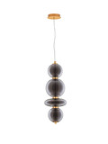 Nova Luce LED Pendelleuchte Navi 20W warmweiss 3000K Messinggold Rauchgrau Glas Metall Ø25,5cm 9186952