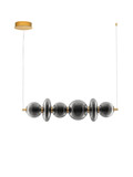 Nova Luce LED Pendelleuchte Navi dimmbar 29W warmweiss 3000K Messinggold Rauchgrau Glas Metall 111x22cm 9186954