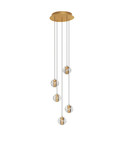 Nova Luce LED Pendelleuchte Licio dimmbar 16W warmweiss 3000K Gold Glas Metall Ø31cm 9186960