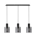 Nova Luce Pendelleuchte Mirbi 3-flammig 3xE27 Schwarz Stahl Glas 96x18cm 9236202