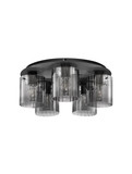 Nova Luce Deckenleuchte Mirbi 5-flammig 5xE27 Schwarz Stahl Glas Ø52cm 9236204