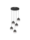 Nova Luce LED Pendelleuchte Kita dimmbar 28W warmweiss 3000K Schwarz Glas Metall Ø43cm 9236207