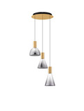 Nova Luce LED Pendelleuchte Voi dimmbar 24W warmweiss 3000K Schwarz Messinggold Glas Metall Ø43cm 9236306