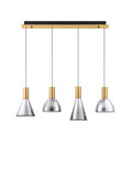 Nova Luce LED Pendelleuchte Voi dimmbar 32W warmweiss 3000K Schwarz Messinggold Glas Metall 87x17cm 9236307