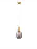 Nova Luce Pendelleuchte Maho E27 Rauchgrau Messinggold Glas Metall Ø14cm 9236313