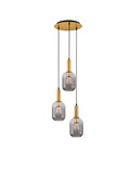 Nova Luce Pendelleuchte Maho 3-flammig 3xE27 Rauchgrau Messinggold Glas Metall Ø36cm 9236314