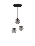 Nova Luce Pendelleuchte Abbacus 3-flammig 3xE27 Schwarz Glas Metall Ø44cm 9236317