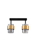 Nova Luce Deckenleuchte Sianna 2-flammig 2xE27 Schwarz Messinggold Glas Metall 47x20cm 9236387