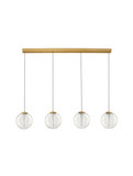Nova Luce LED Pendelleuchte Galeo dimmbar 25W warmweiss 3000K Gold Glas Metall 136x22cm 9416941