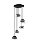 Nova Luce LED Pendelleuchte Bios dimmbar 41W warmweiss 3000K Rauchgrau Schwarz Glas Metall Ø52cm 9416956