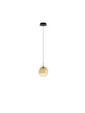 Nova Luce LED Pendelleuchte Orenda 5W warmweiss 3000K Messinggold Schwarz Champagner Glas Metall Ø16cm 9416958