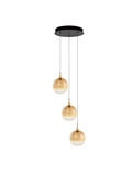 Nova Luce LED Pendelleuchte Orenda dimmbar 15W warmweiss 3000K Messinggold Schwarz Champagner Glas Metall Ø35cm 9416960
