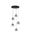 Nova Luce LED Pendelleuchte Orenda dimmbar 20W warmweiss 3000K Rauchgrau Schwarz Glas Metall Ø50cm 9416961
