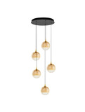 Nova Luce LED Pendelleuchte Orenda dimmbar 20W warmweiss 3000K Messinggold Schwarz Champagner Glas Metall Ø50cm 9416962