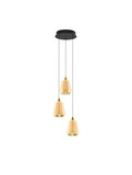 Nova Luce LED Pendelleuchte Alish dimmbar 24W warmweiss 3000K Messinggold Schwarz Champagner Glas Metall Ø28cm 9416968
